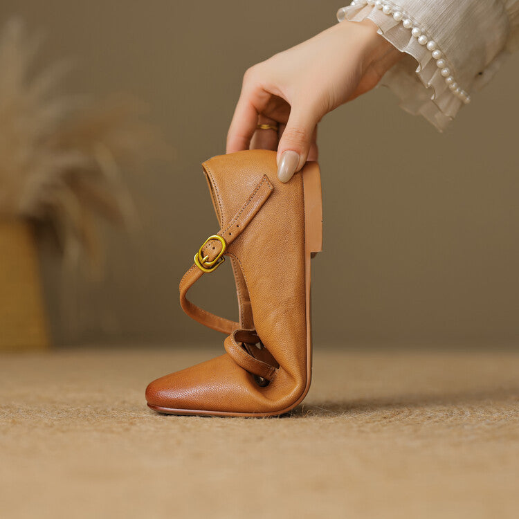 Aurelle Strap Leather Mary-Jane