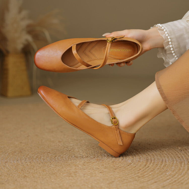 Aurelle Strap Leather Mary-Jane