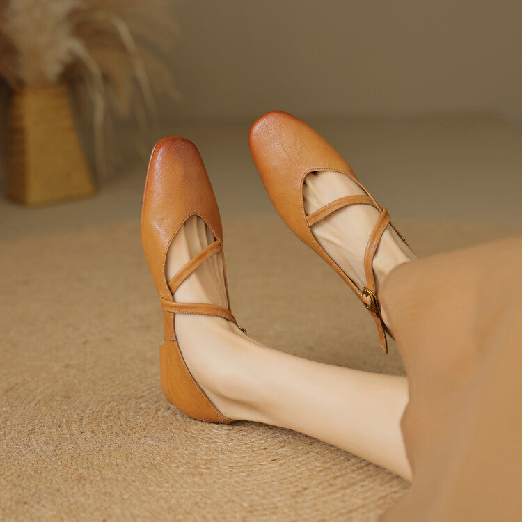 Aurelle Strap Leather Mary-Jane