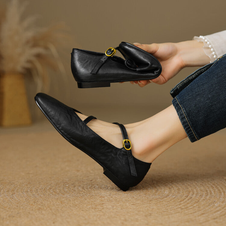 Aurelle Strap Leather Mary-Jane