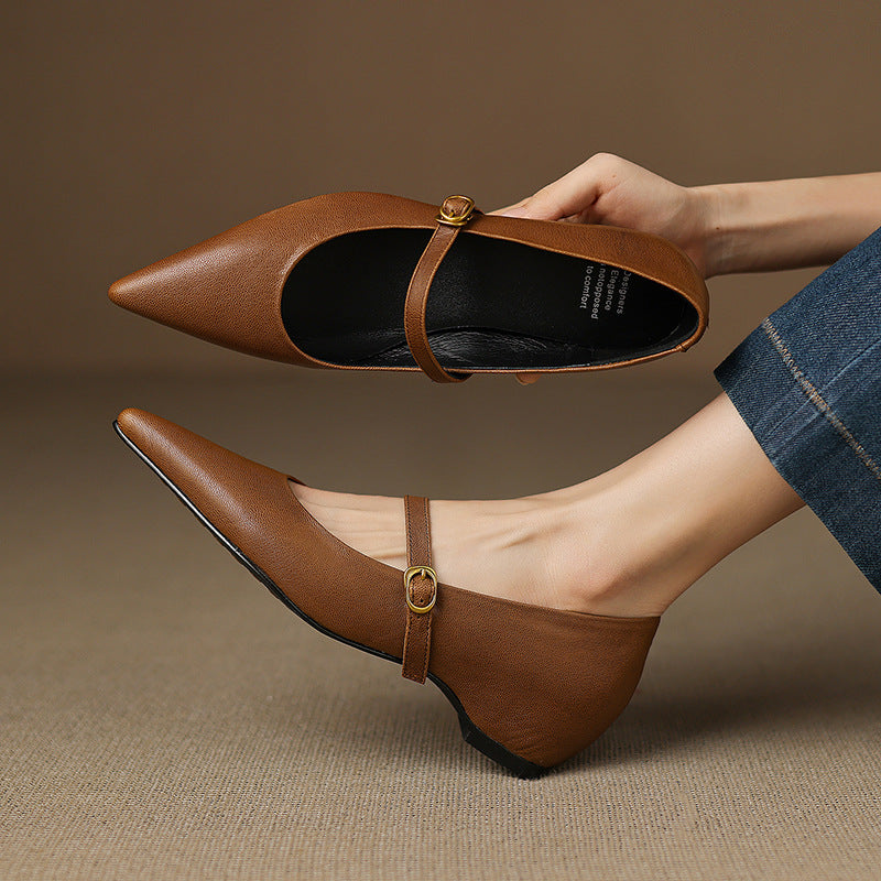 Veloria Lambskin Leather Mary Janes