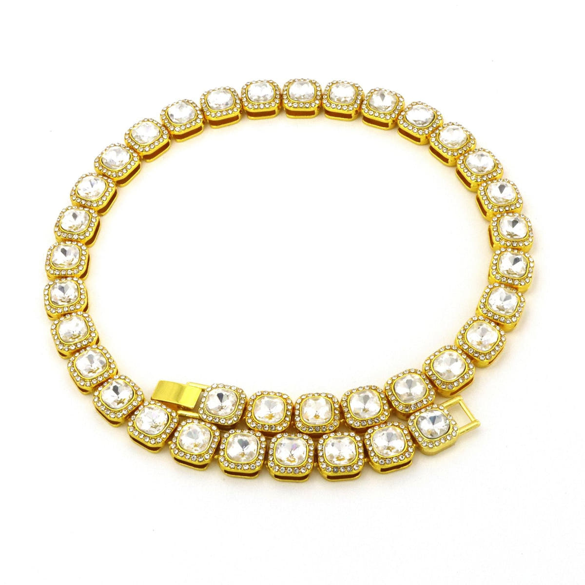 Victoria Square Tennis Necklace | Gold