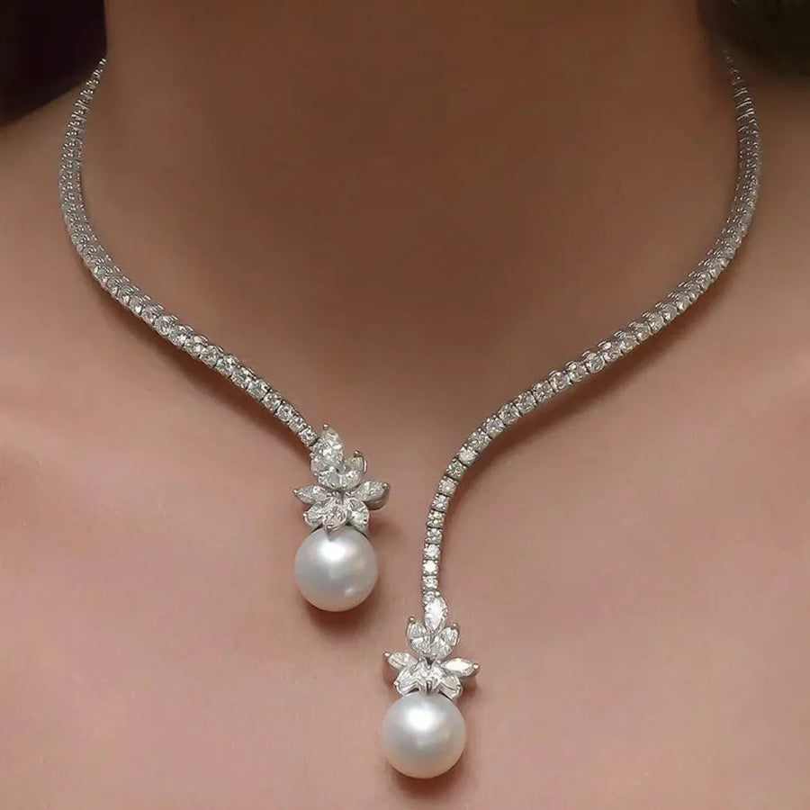 Elegant and Bright Necklace with Sterling Silver Pearls