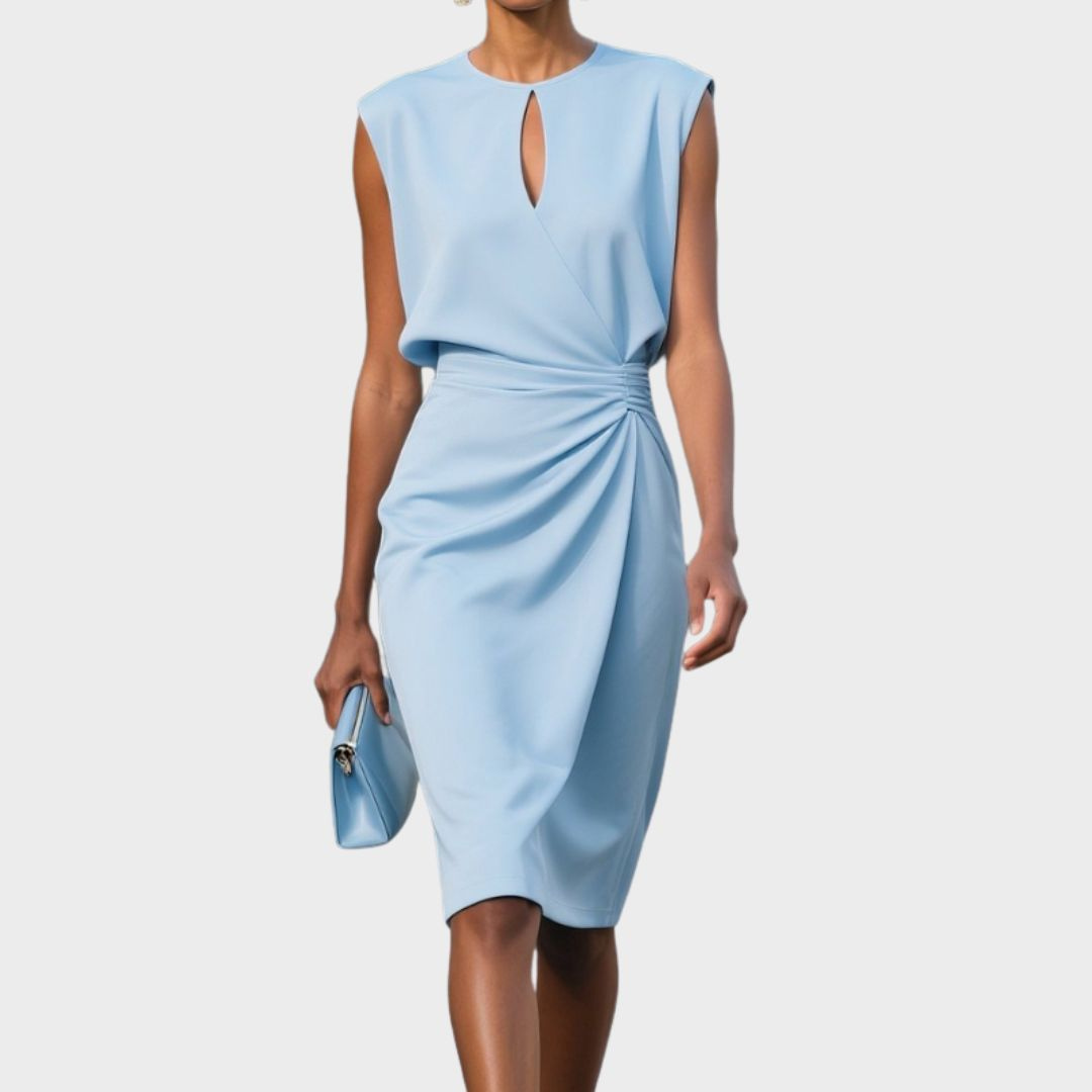 Lidia | Keyhole Ruched-Waist Midi Dress