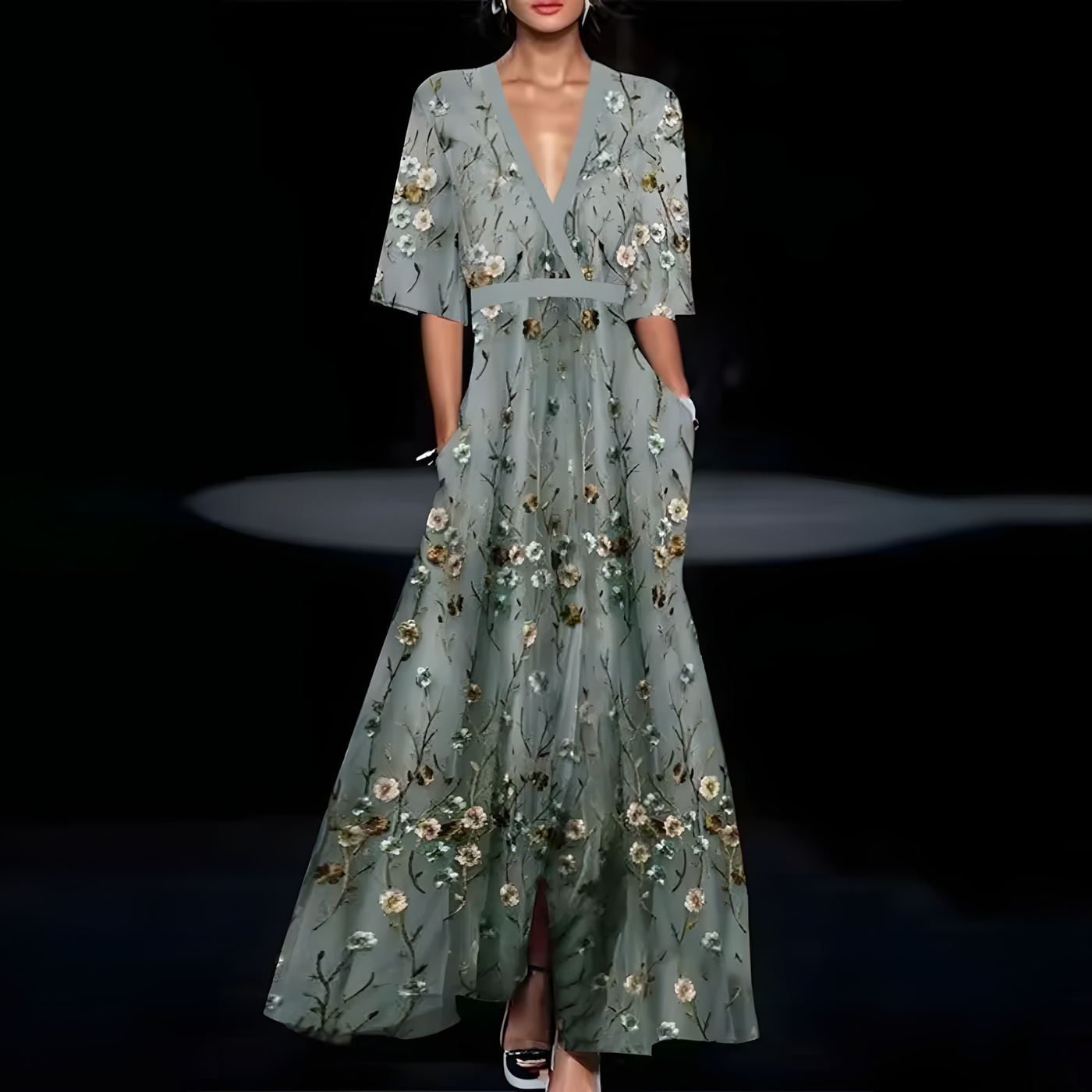 Michelle™ - Elegant Floral Wrap Dress