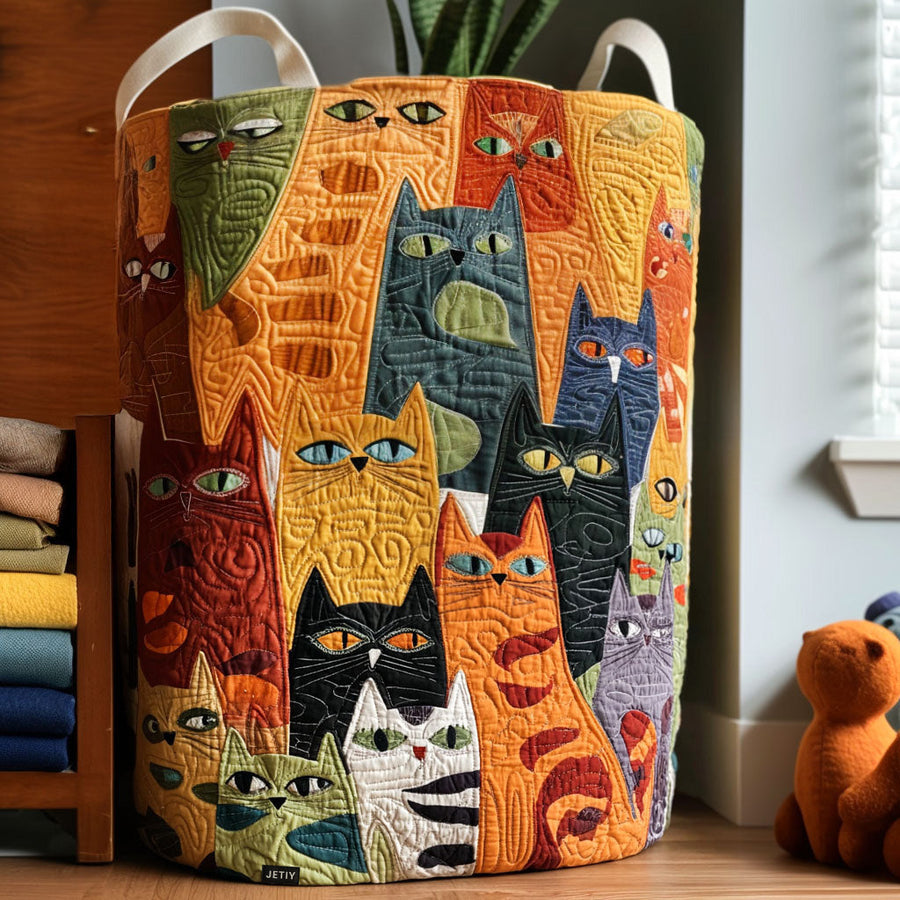 Raphaela | Cat Print Quilted Laundry Basket