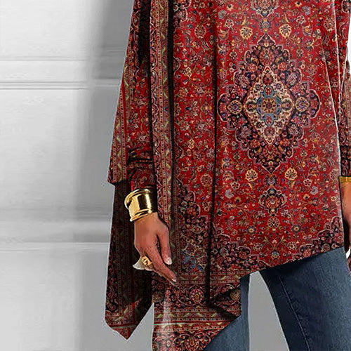 Presley | Printed Boatneck Long Sleeve Top