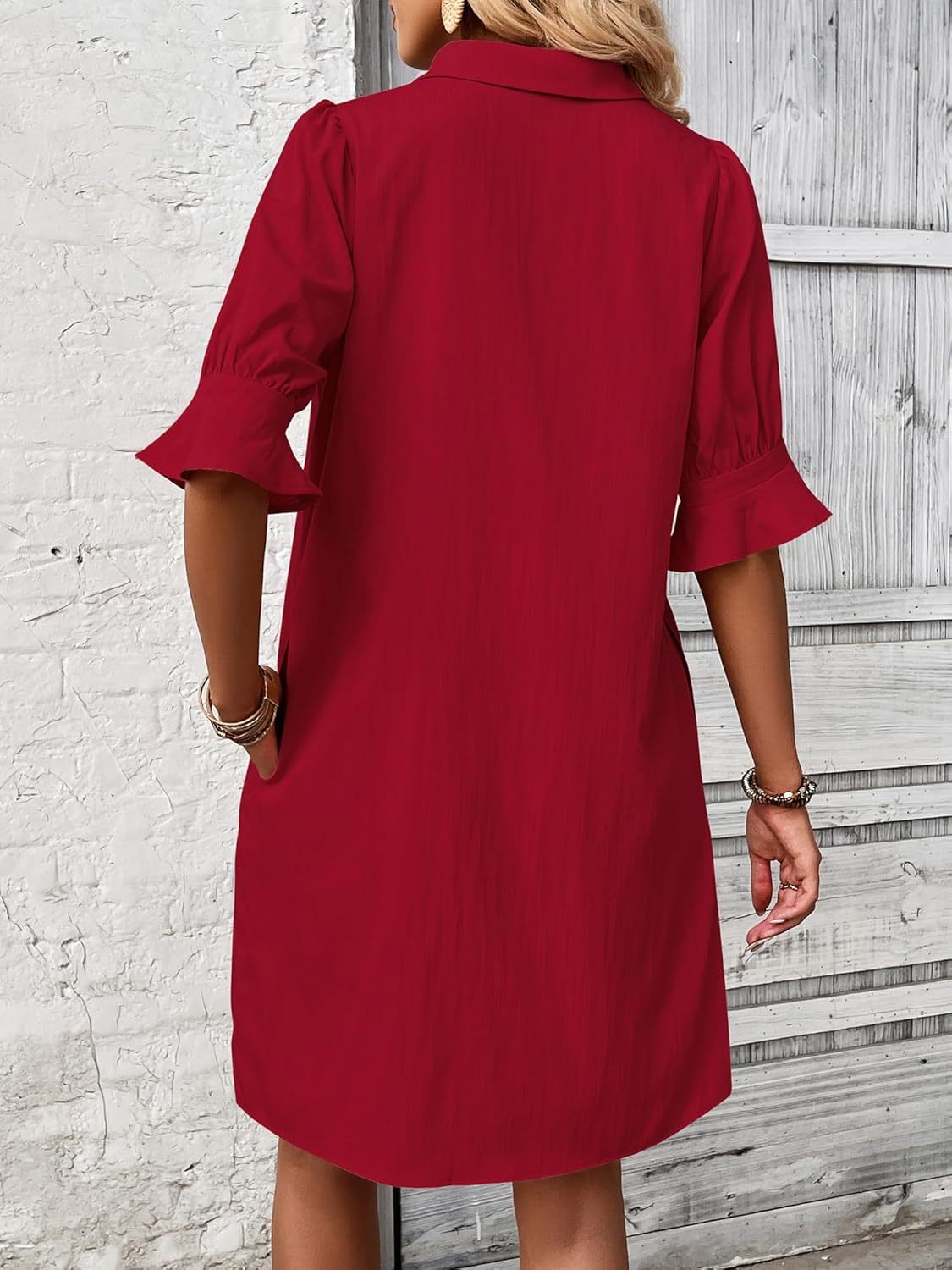 Cameron | Ruffle Sleeve Button-Down Dress