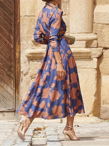 Romilda | Floral Satin Shirt Midi Dress