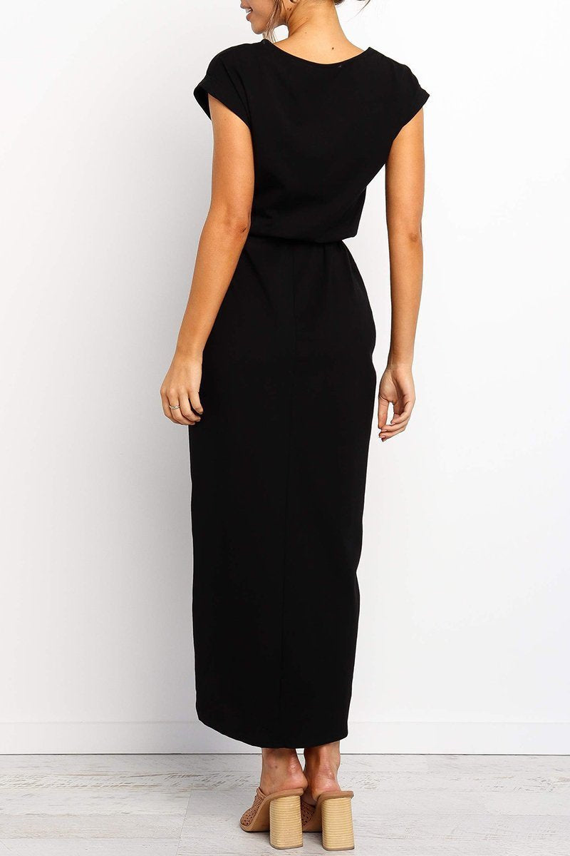 Mafalda | Cap-Sleeve Belted Wrap Midi Dress
