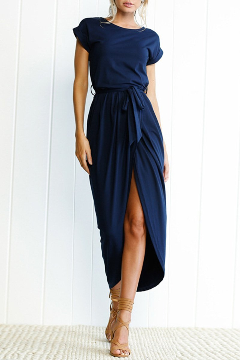 Mafalda | Cap-Sleeve Belted Wrap Midi Dress