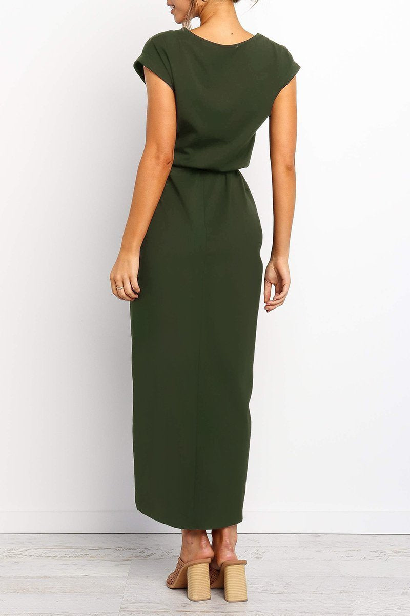 Mafalda | Cap-Sleeve Belted Wrap Midi Dress