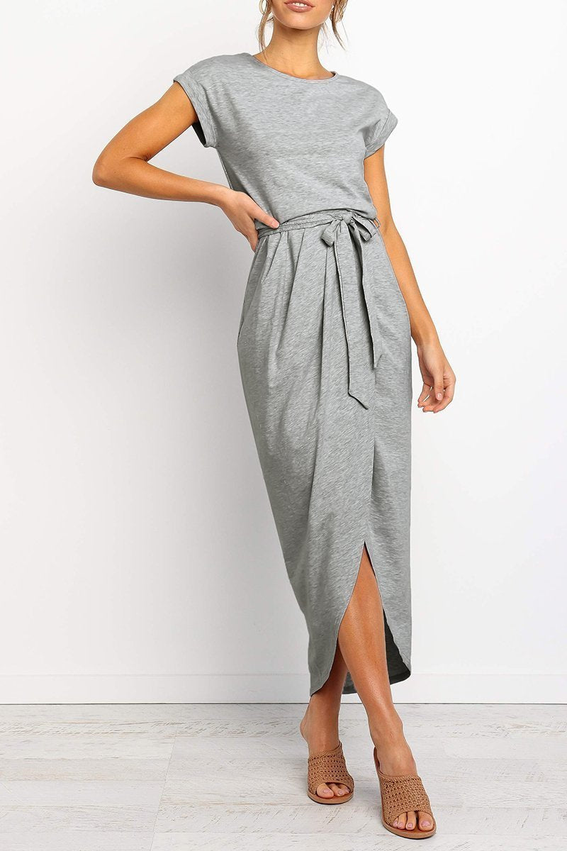 Mafalda | Cap-Sleeve Belted Wrap Midi Dress