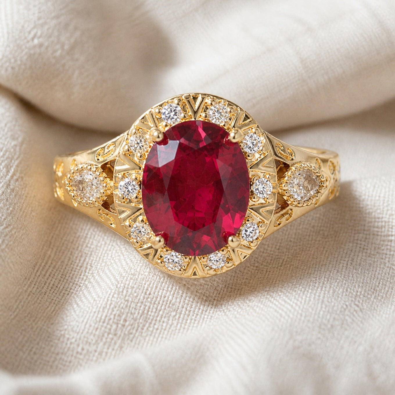Ruby Halo Knot Statement Ring