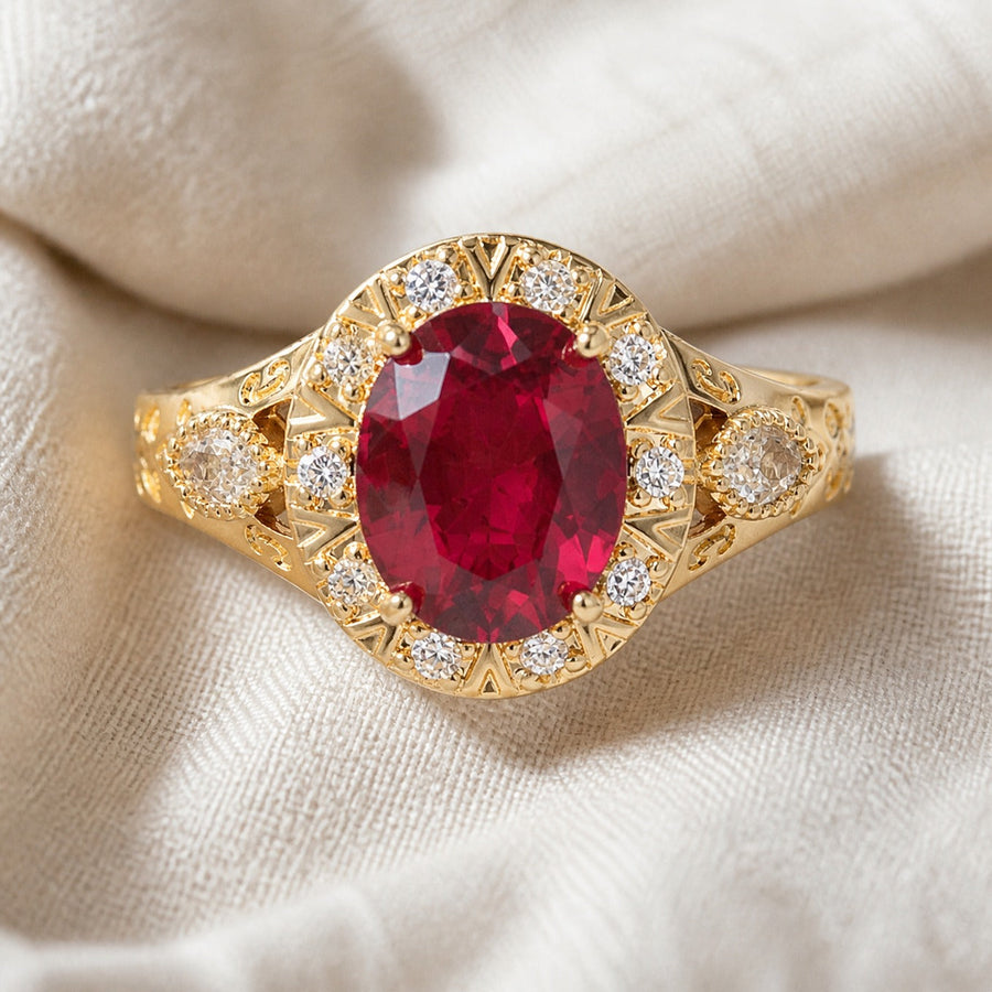 Ruby Halo Knot Statement Ring