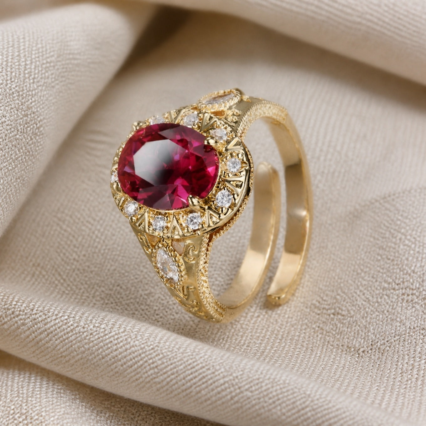 Ruby Halo Knot Statement Ring