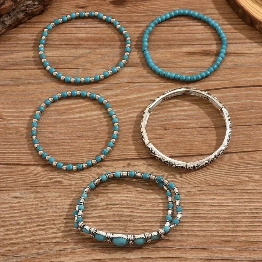 Boho Bracelet Set with Turquoise Beads