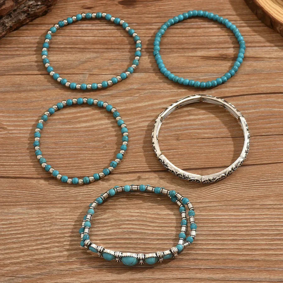 Boho Bracelet Set with Turquoise Beads
