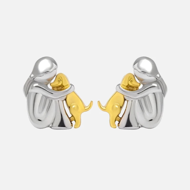 Silver and Gold Two-Tone Hug Earrings