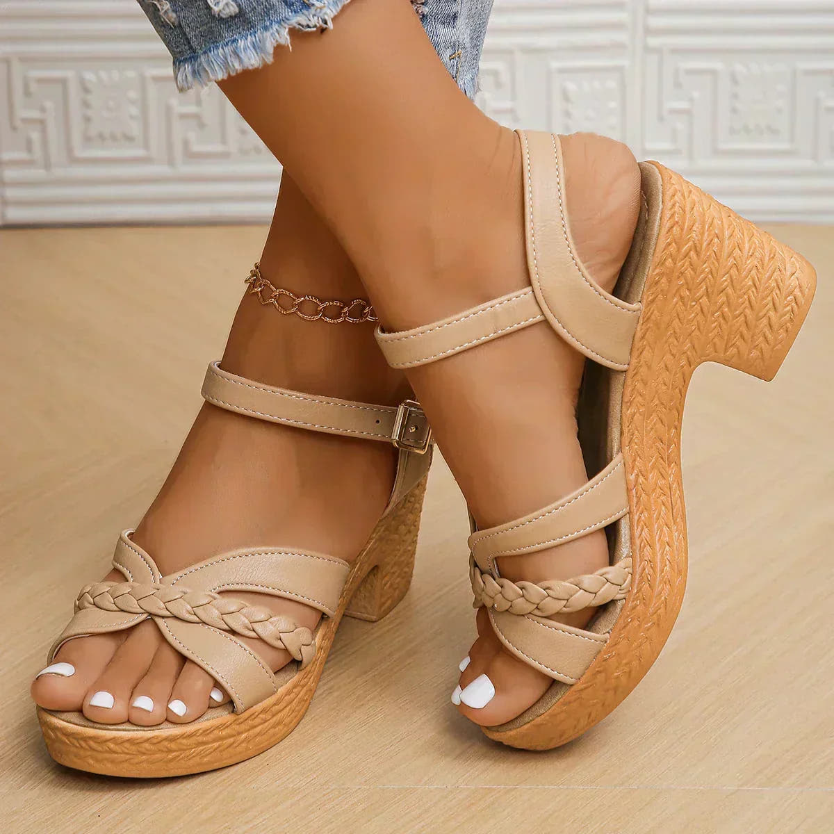 Senna | Braided Buckle Platform Sandals