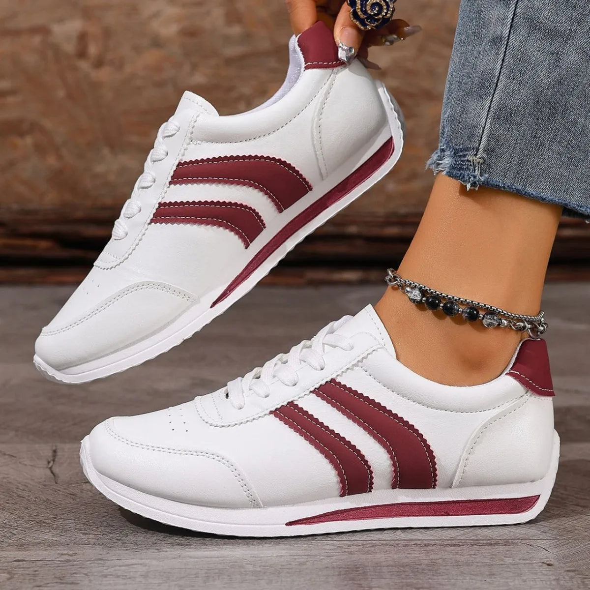 Ornella | Cross-Band Lace-Up Sneakers