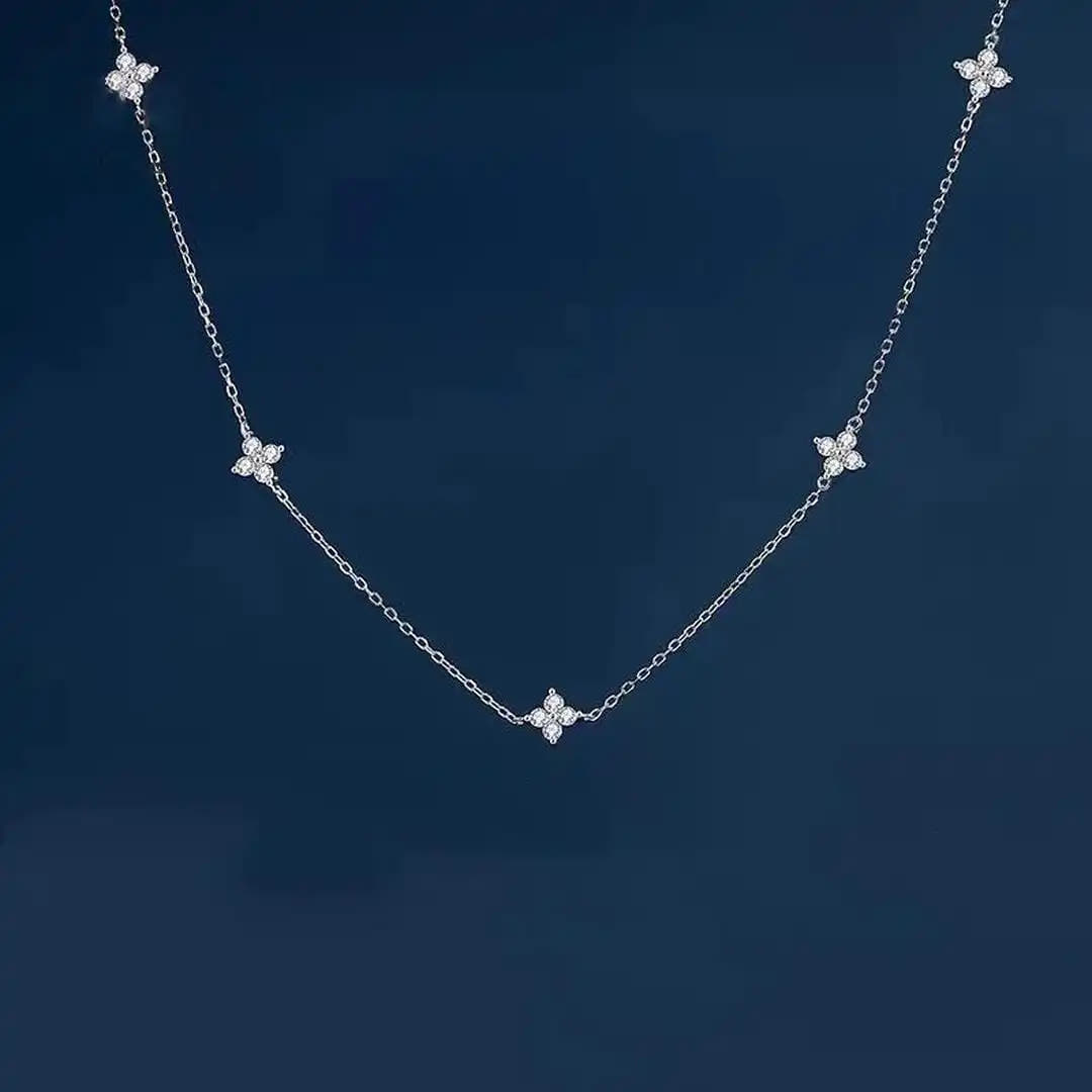 Gorgeous Flower Inlaid Zirconia Necklace