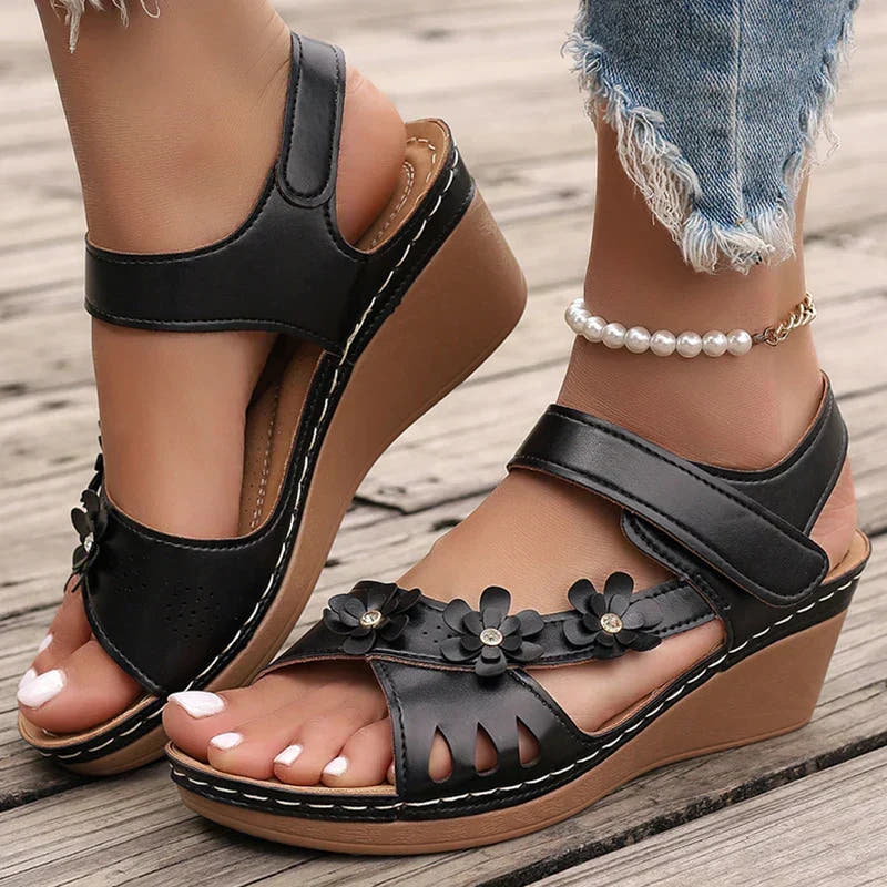 Celandine | Floral Wedge Sandals
