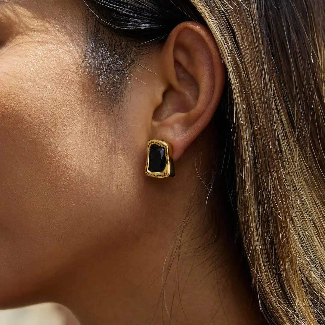 Timeless Gold Zircon Square Earrings