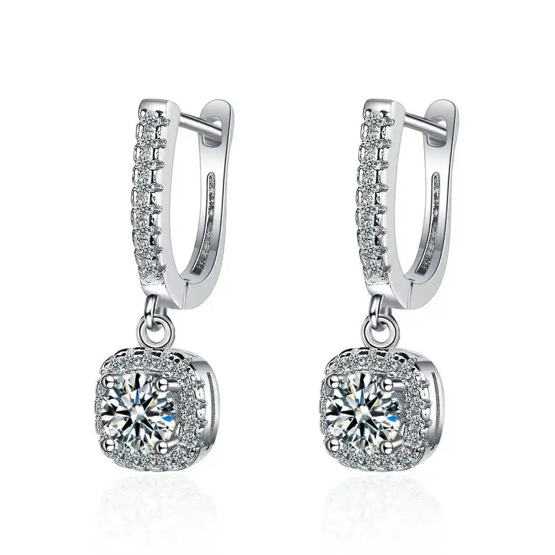 Classic White Gold Stone Earrings