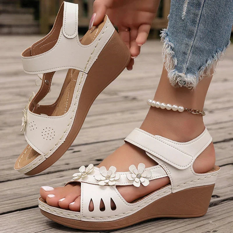 Celandine | Floral Wedge Sandals