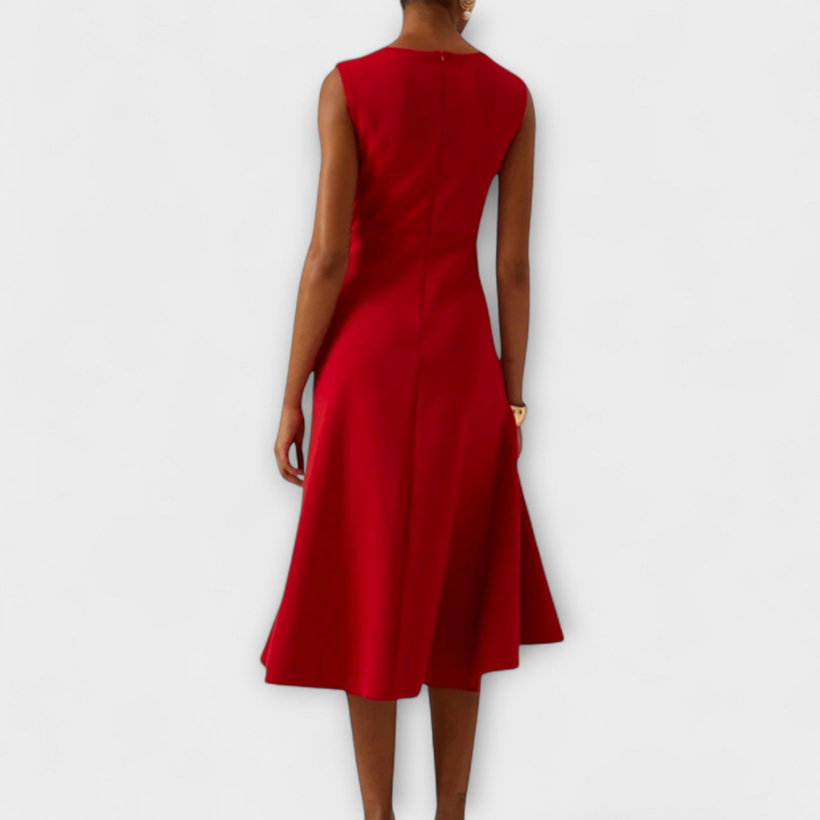 Jacinta | Draped Knot Ruffle Midi Dress
