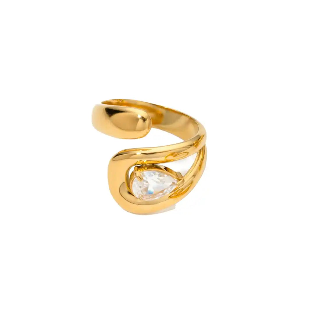 Timeless Gold Water Drop Zirconia Ring