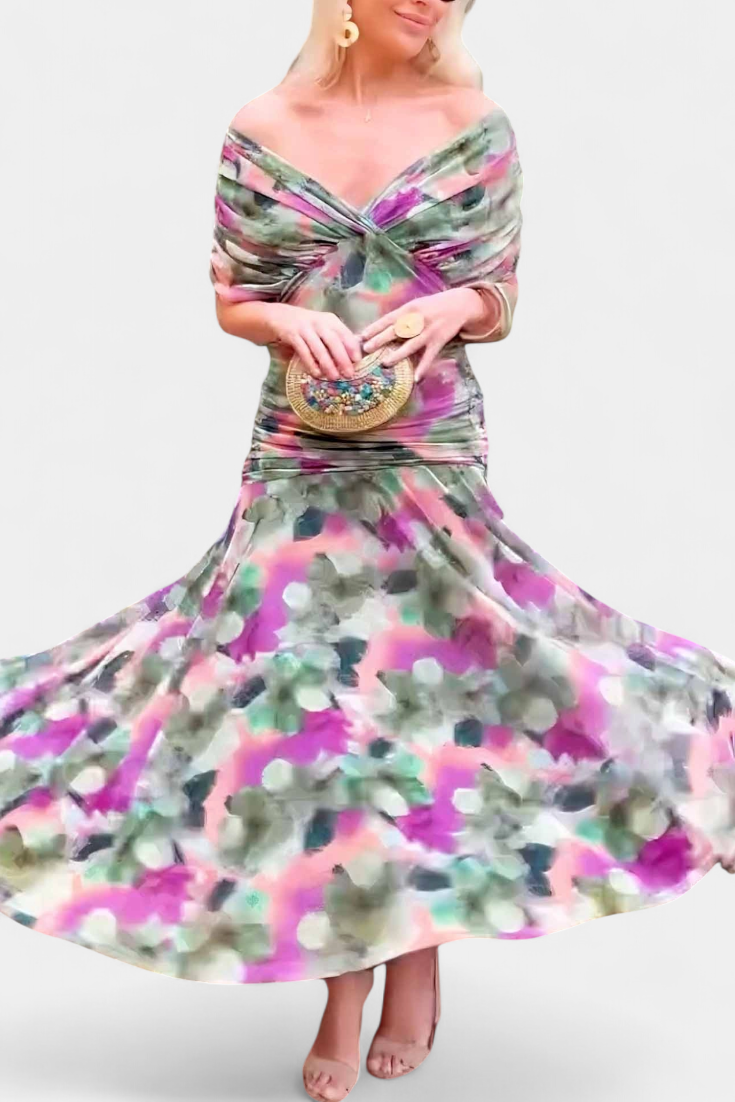 Giuliana | Off-Shoulder Twist-Front Chiffon Midi Dress