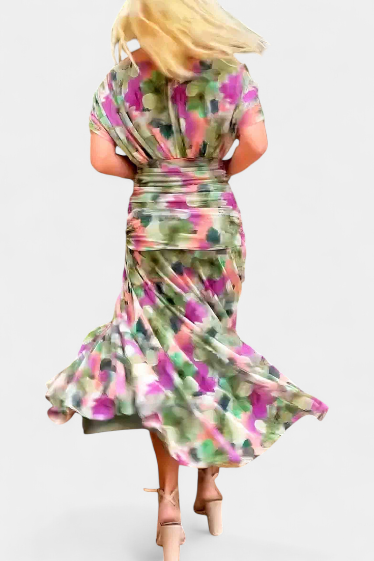 Giuliana | Off-Shoulder Twist-Front Chiffon Midi Dress