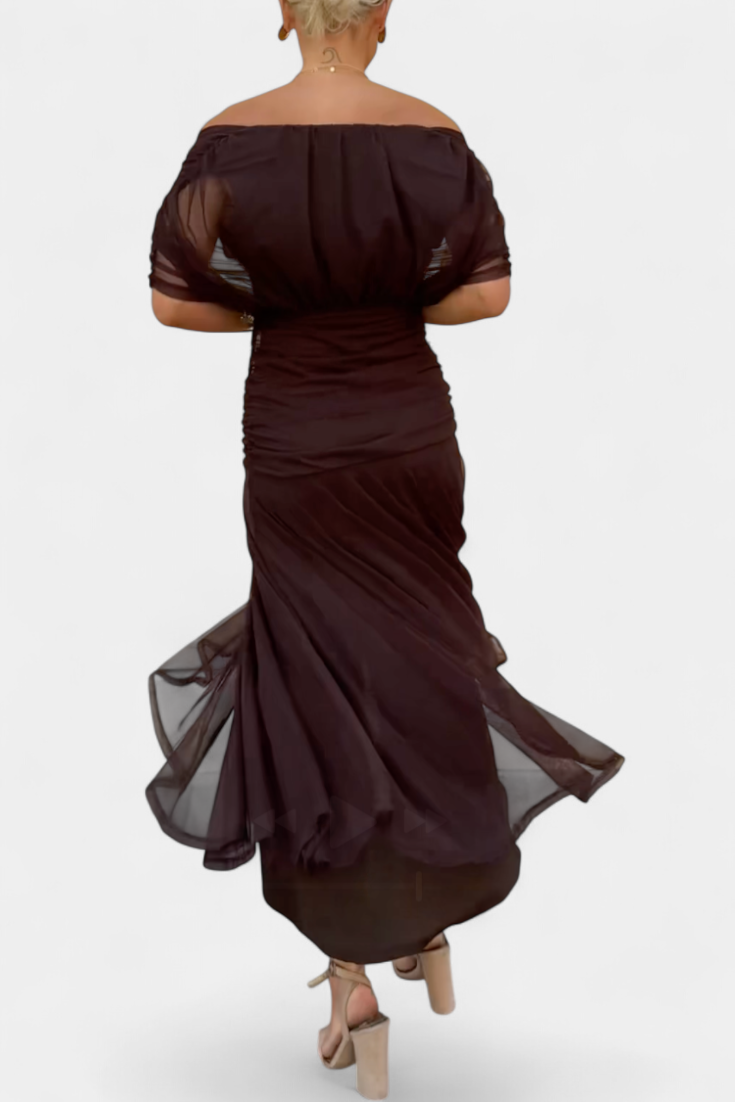 Giuliana | Off-Shoulder Twist-Front Chiffon Midi Dress