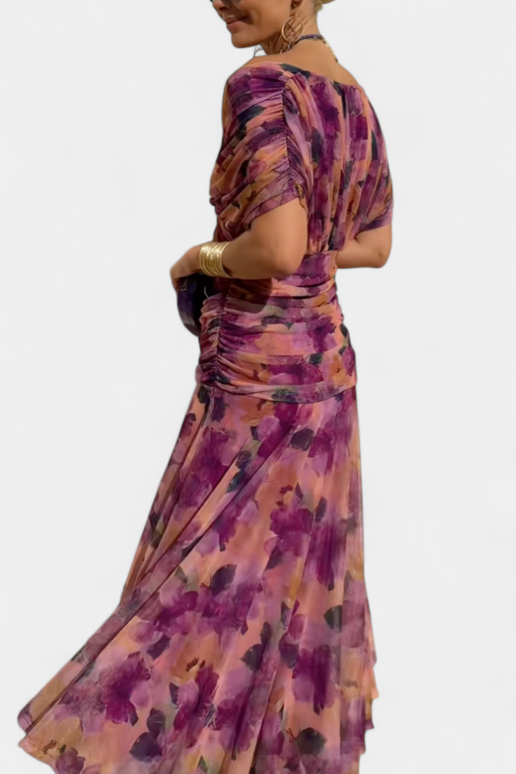 Giuliana | Off-Shoulder Twist-Front Chiffon Midi Dress