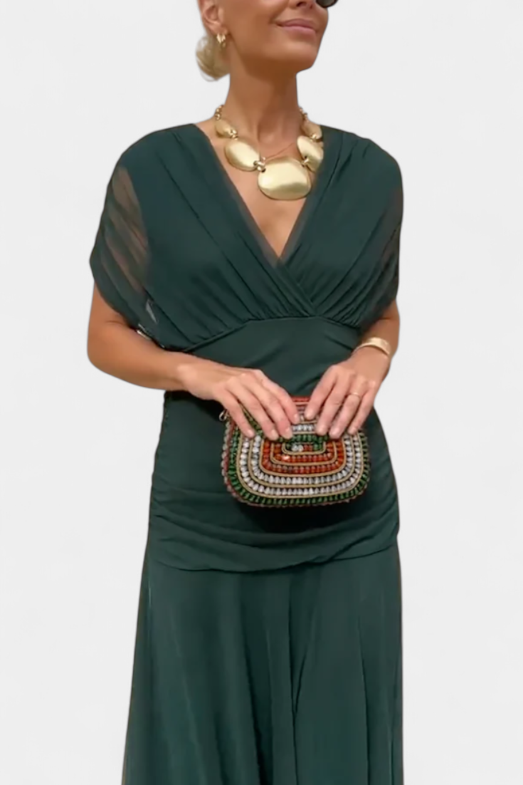 Giuliana | Off-Shoulder Twist-Front Chiffon Midi Dress