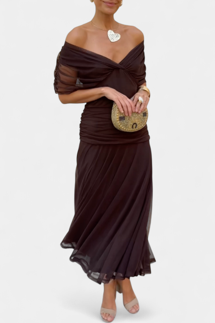 Giuliana | Off-Shoulder Twist-Front Chiffon Midi Dress