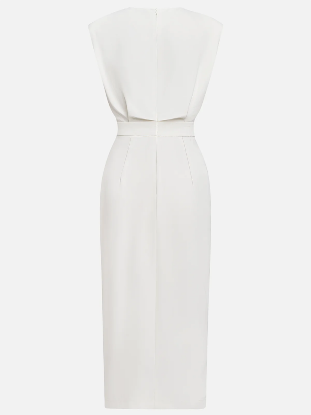 Lavinia | Sleeveless Button-Front Slit Midi Dress
