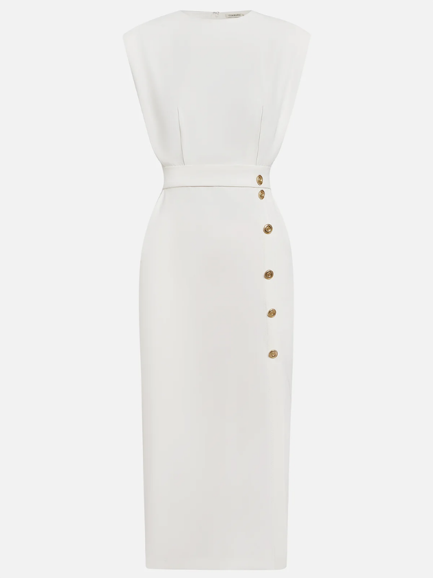 Lavinia | Sleeveless Button-Front Slit Midi Dress