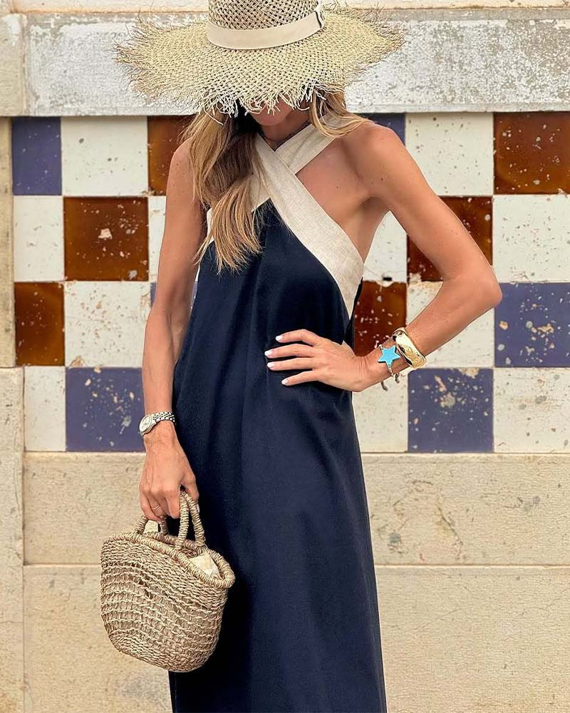 Gabriella | Cross-Halter Maxi Dress