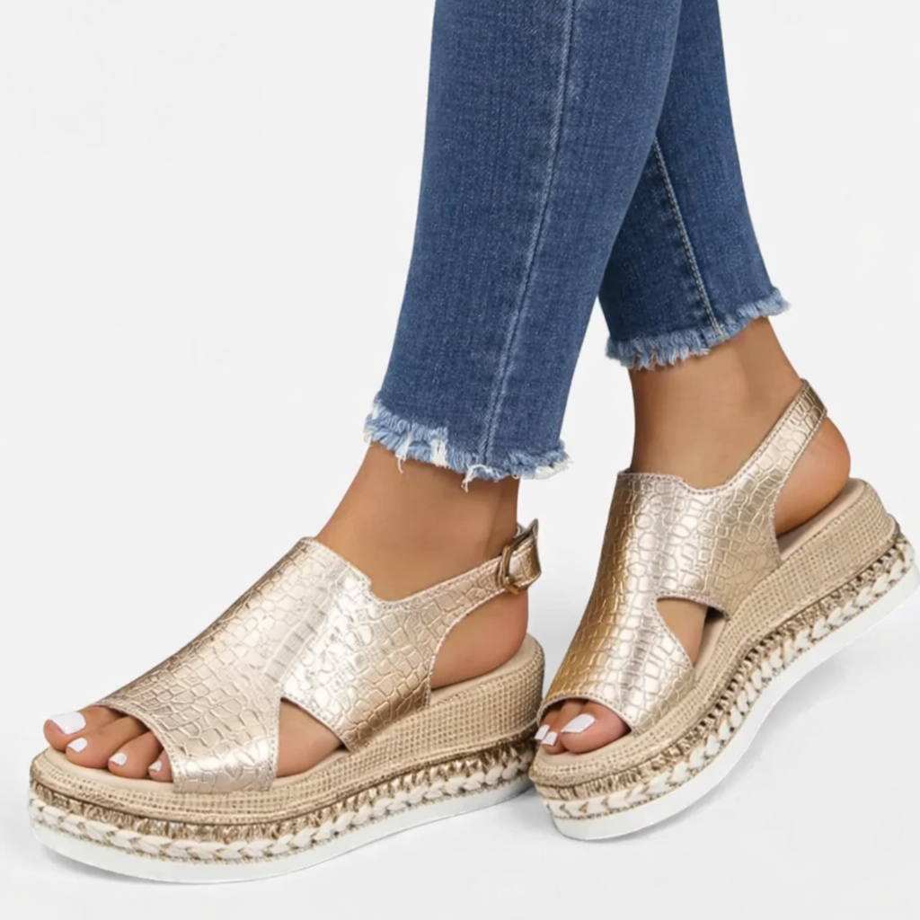 Calliope | Metallic Espadrille Wedge Sandals