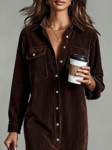 Jolanda | Velvet Button-Down Shirt Dress
