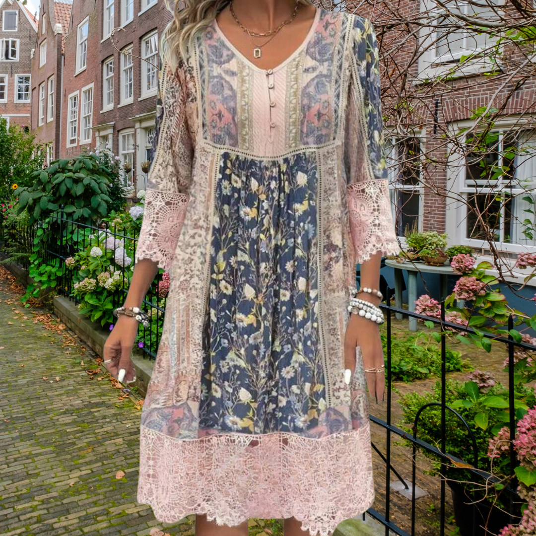 Naya | Boho Floral Button Dress