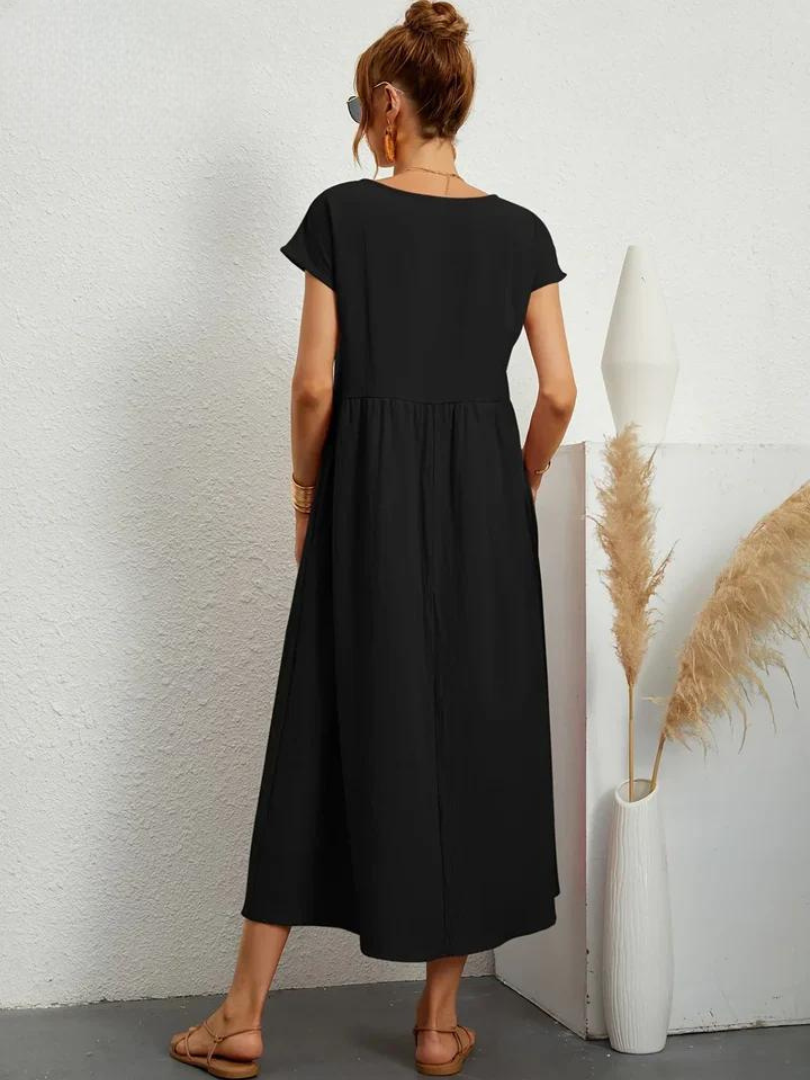 Tenley | Cap-Sleeve Gathered-Waist Midi Dress