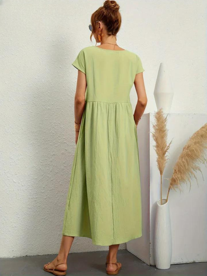 Tenley | Cap-Sleeve Gathered-Waist Midi Dress