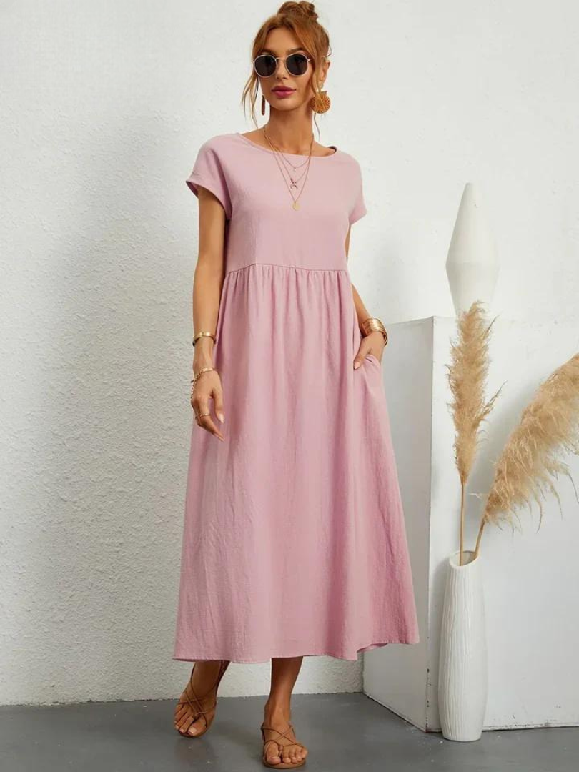 Tenley | Cap-Sleeve Gathered-Waist Midi Dress