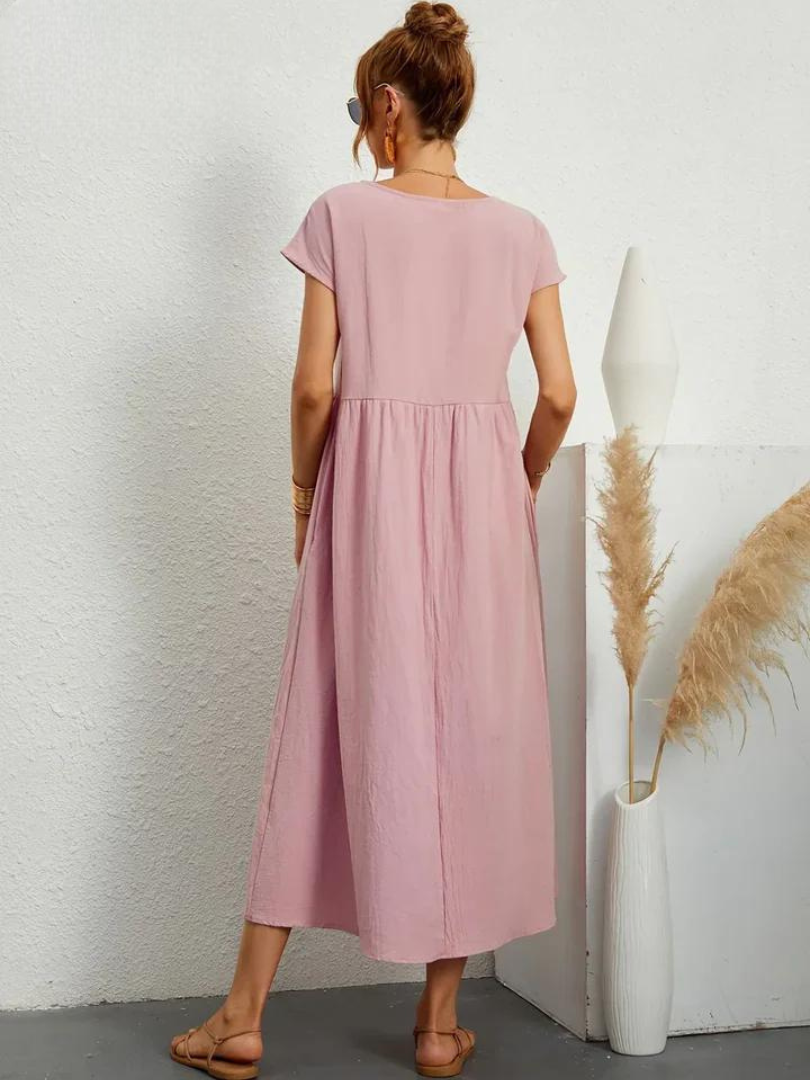 Tenley | Cap-Sleeve Gathered-Waist Midi Dress