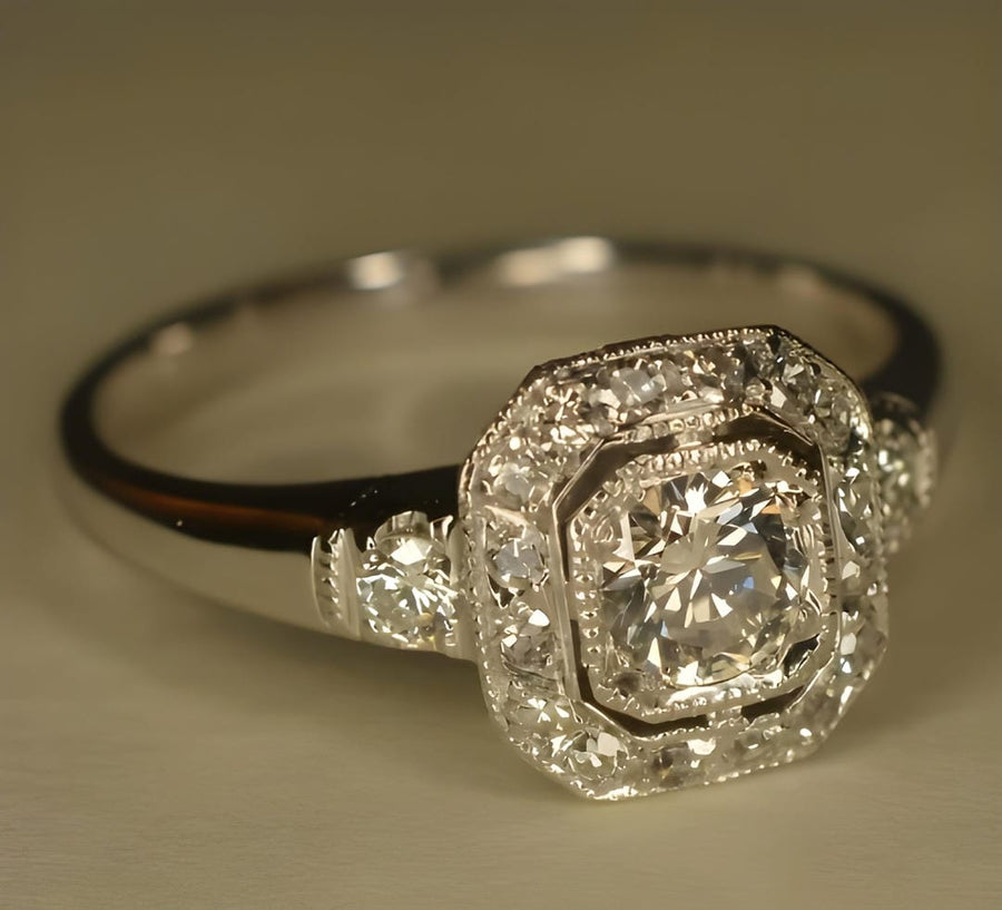 Vintage Crystalline Silver Ring