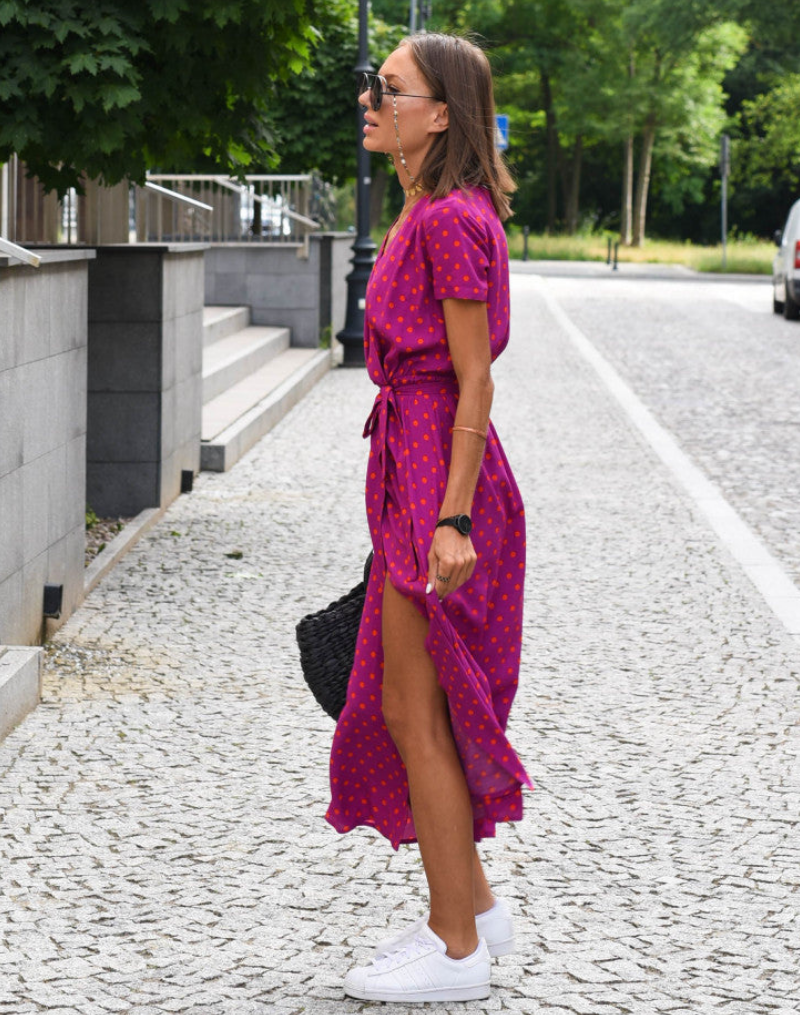 Vivienne | Floral Wrap Tie-Waist Midi Dress